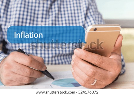 COMMUNICATION TECHNOLOGY CONCEPT: INFLATION WORD ON CHAT BUBBLE