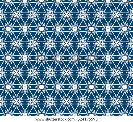 geometric flower. floral seamless patteern. vector illustration. for interior design, invitation, wallpaper, textile. blue color
