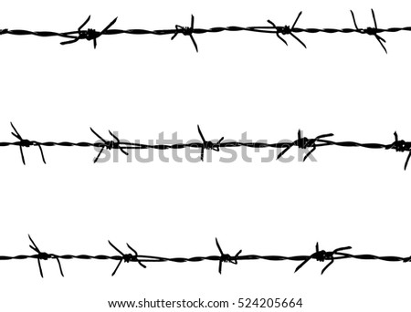 barbed wire on white background