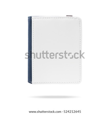 Blank leather bag or card holder for keep name contact on isolated background with clipping path. Small wallet cover for your design.