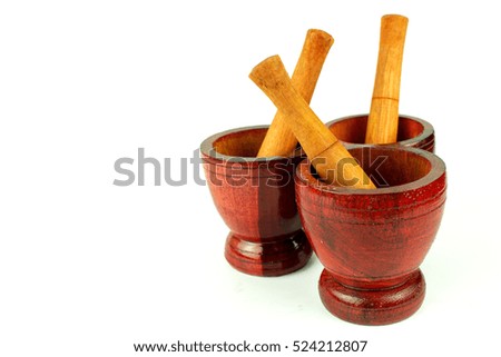 Mortar with pestle isolated on white background