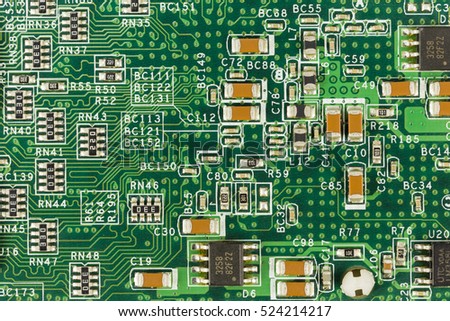 green circuit board with elements
