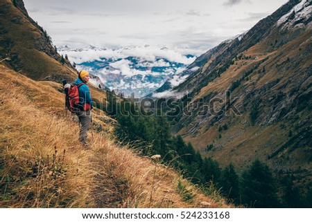 Girls hiking on the Italian Alps