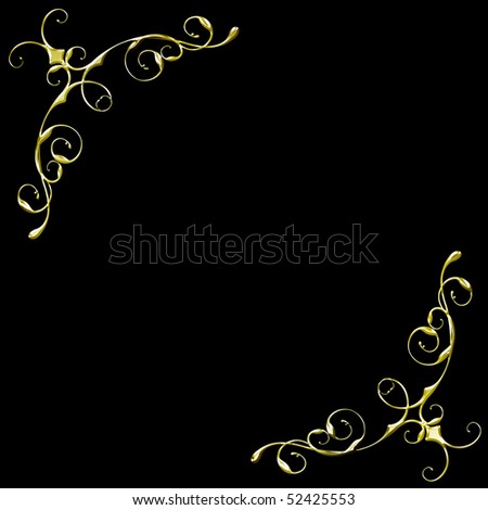 golden filigree corners making a border isolated on black background