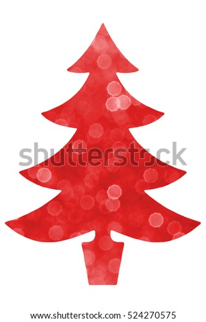 Christmas tree silhouette filled with sparkling red bokeh. Pure white background for plenty of room for text or copy space. A festive design great for many ideas or concepts. Flat layout vertical