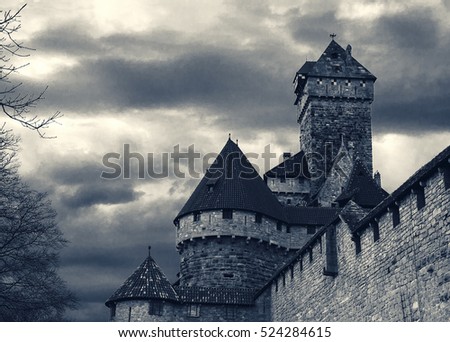Haut-Koenigsbourg castle (Alsace, France). Toned photo.