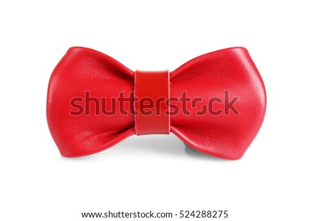 Leather bow tie isolated on white