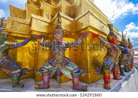Giants in Grand Palace, Bangkok, Thailand Royalty-Free Stock Photo #524291860