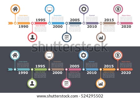 Timeline infographics design with arrows, workflow or process diagram, flowchart, vector eps10 illustration Royalty-Free Stock Photo #524295502