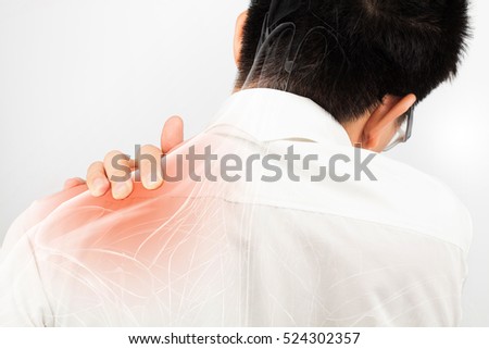 shoulder muscle pain white background