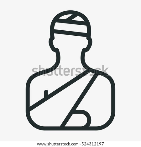 Head Injury Treatment Minimalistic Flat Line Outline Stroke Icon Pictogram Symbol Royalty-Free Stock Photo #524312197