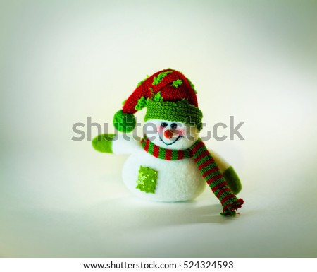 cute snowman with scarf on white background