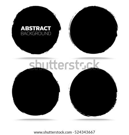 Set of black grunge abstract background templates. Brush paint ink round shaped elements. For headline, logo, poster, message, sale banner
