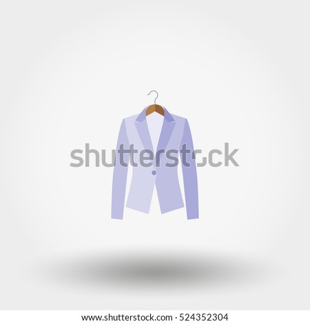 Woman Jacket on a hanger. Icon for web and mobile application. Vector illustration on a white background. Flat design style.