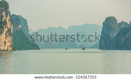 Halong Bay, Vietnam. Unesco World Heritage Site. Most popular place in Vietnam.