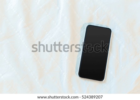 Top view smartphone mock up template with black screen