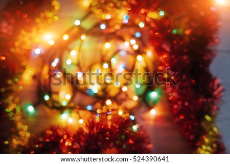 Christmas toys background. Abstract background with colorful bokeh background. In anticipation of the holiday.