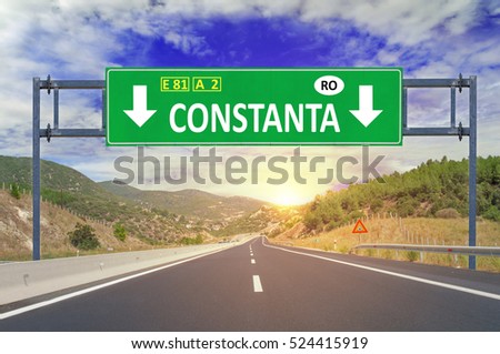 Constanta road sign on highway