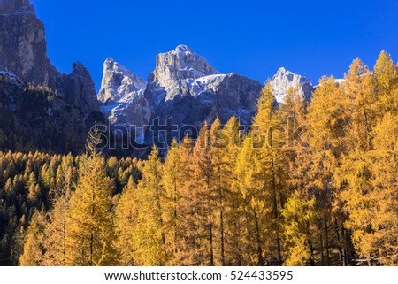 dolomite alps autumn landscape