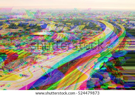 Glitch image of city scape