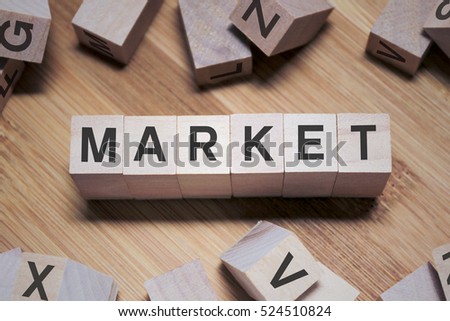 Market Word Written In Wooden Cube