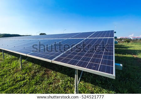 solar panel on blue sky background