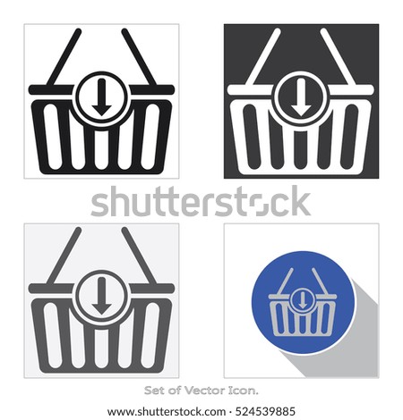  Shopping cart icon. Set of flat style. Vector illustration.