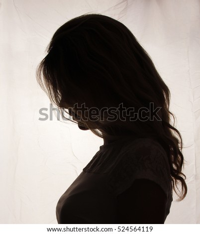 silhouette of  Pregnant woman on a white background