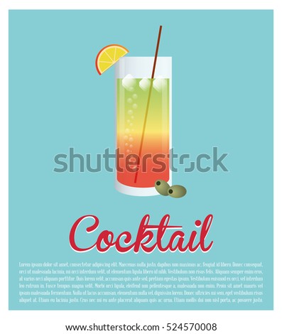 cocktail glass ice olive star background