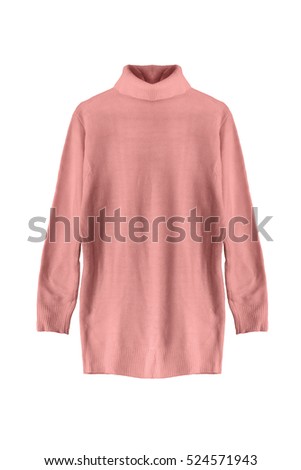 Pink basic wool sweater isolated over white