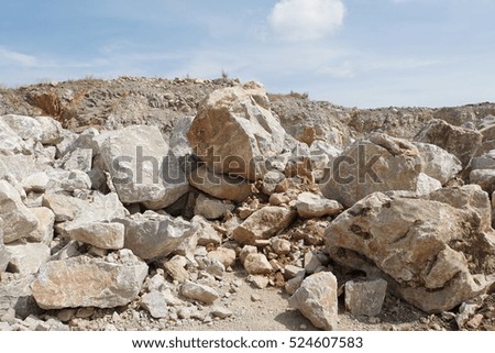 pile of limestone in quarry.