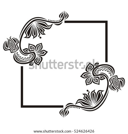 Beautiful frame with floral decorative element. Vector illustration.