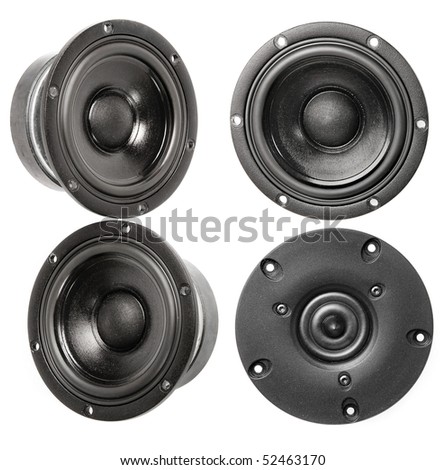 Collection of speaker HI Fi isolated on white background