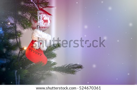 Boots for Santa Claus on Christmas tree