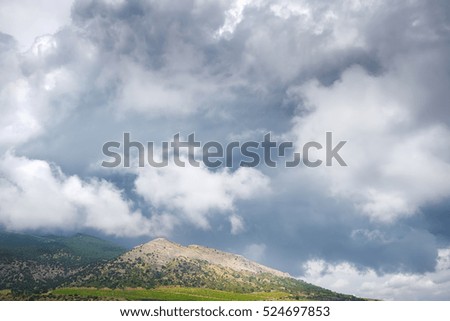 clouds over the mountain tops / bright daytime landscape Crimea