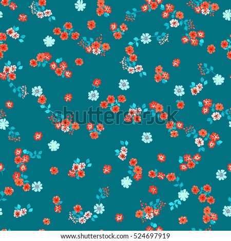 Simple cute pattern in small-scale flowers. Millefleurs. Liberty style. Floral seamless background for textile or book covers, manufacturing, wallpapers, print, gift wrap and scrapbooking.