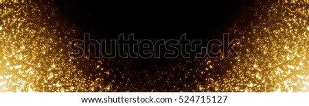 Gold Christmas Lights. Abstract Background. Panorama Royalty-Free Stock Photo #524715127