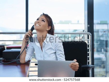 Business woman laptop phone business concept                               