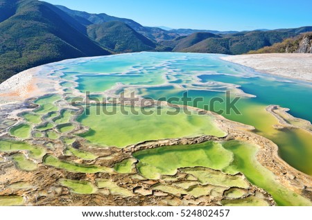 Hierve el Agua, thermal spring in the Central Valleys of Oaxaca, Mexico Royalty-Free Stock Photo #524802457