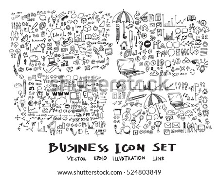 Business arrow bubble set sketch vector ink doodles Royalty-Free Stock Photo #524803849