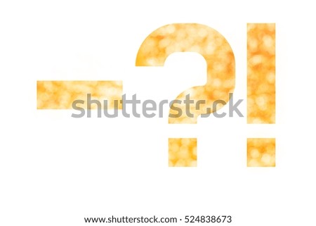 Number and punctuation with gold glittering background