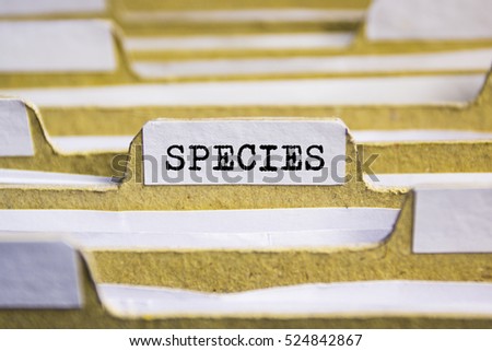 Species word on card index paper