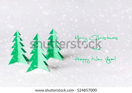 paper Christmas trees on white background