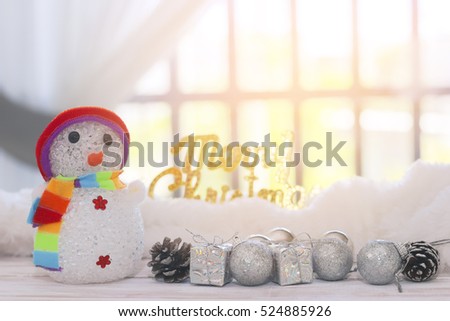 Snowman stand  hopefulness and happiness in Merry christmas and new year