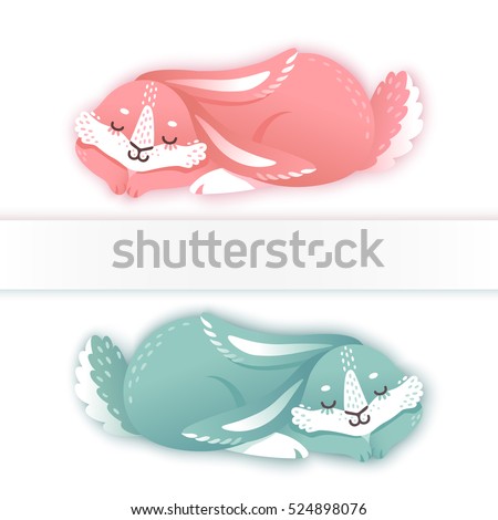 Sleeping cartoon rabbit. Funny bunny. Cute hare. Vector illustration grouped and layered for easy editing