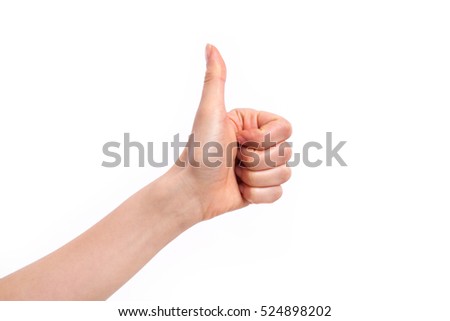 thumb up hand sign. woman hand showing thumb up, like, good, approval, acceptance, okay, ok, positive hand gesture