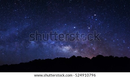 Panorama Milky way galaxy with stars and space dust in the universe
