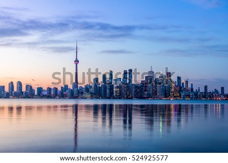 Toronto Skyline with blue light - Toronto, Ontario, Canada