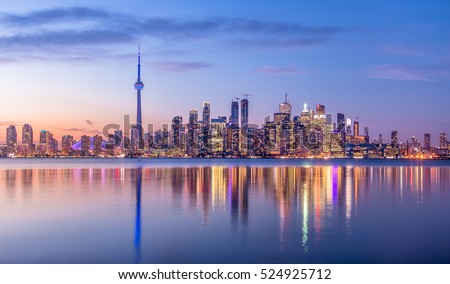 Toronto Skyline with purple light - Toronto, Ontario, Canada