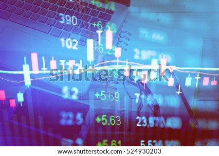 Statistic graph stock market data and finance indicator analysis from LED display. including finance statistic graph stock market education or marketing analysis. Stock analysis indicator background.
